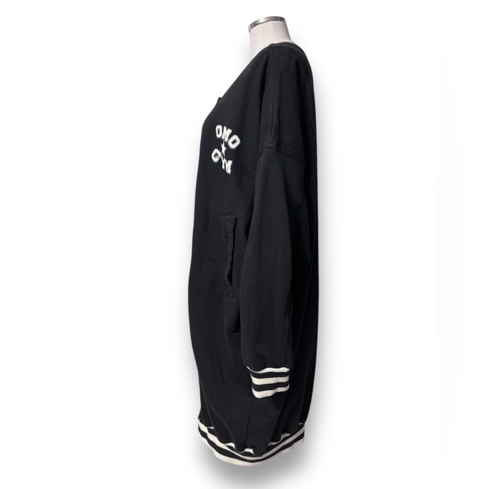 NORMA KAMALI Black & White OMO GYM Oversized Varsity Cocoon Jacket VINTA… - Picture 5 of 8